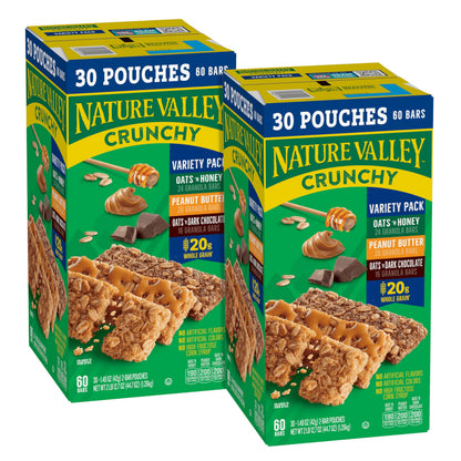 Nature Valley Crunchy Granola Bars, Value Pack, 120 Bars, 89.4 OZ Count (60 Pouches)