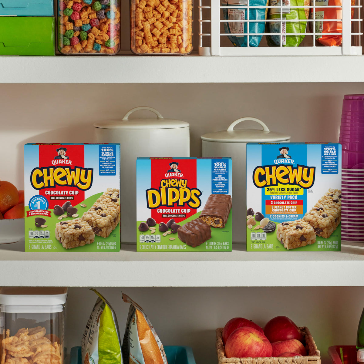 Quaker Chewy Granola Bars, Chewy & Dipps Variety Pack, (58 Bars), Whole Grains, No Artificial Flavors, No Added Colors