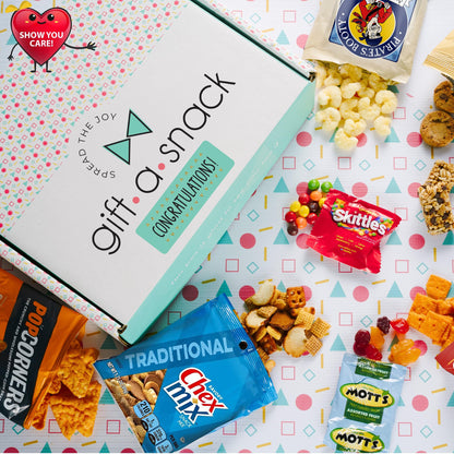 Gift A Snack - Fathers Day Treats Snack Box Variety Pack Care Package + Greeting Card (40 Count) Birthday Sweet Treats Gift Basket, Candies Chips Crackers Bars Office Food Assortments & Variety Gifts