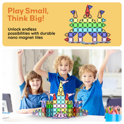 PicassoTiles 60 Piece Set 60pcs Magnet Building Tiles Clear Magnetic 3D Blocks Construction Playboards - Creativity Beyond Imagination, Inspirational, Recreational, Educational, Conventional