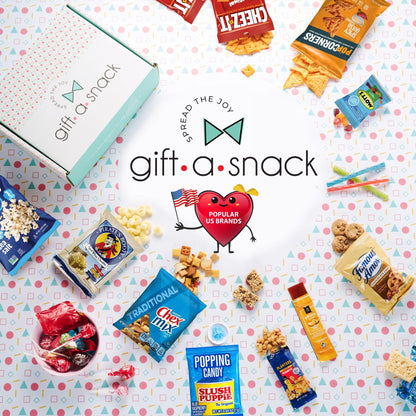 Gift A Snack - Fathers Day Treats Snack Box Variety Pack Care Package + Greeting Card (40 Count) Birthday Sweet Treats Gift Basket, Candies Chips Crackers Bars Office Food Assortments & Variety Gifts